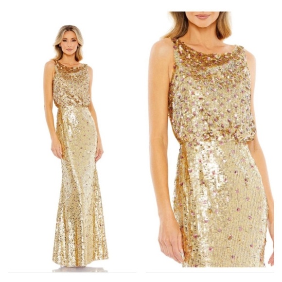 Mac Duggal 93645 NWT SEQUINED SLEEVELESS HIGH NECK GOWN - Picture 1 of 11